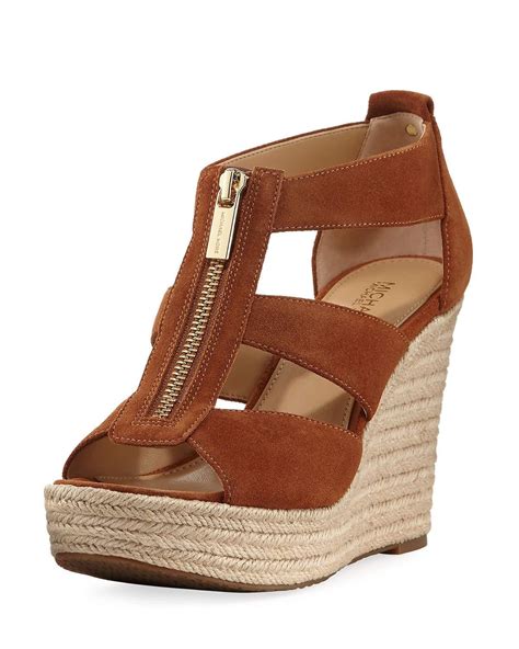 michael kors low wedge sandals|michael kors suede wedges.